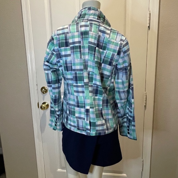 TALBOTS Summer Blazer Madras Plaid Cotton Patchwork Blazer Jacket Size 6 - Picture 3 of 7